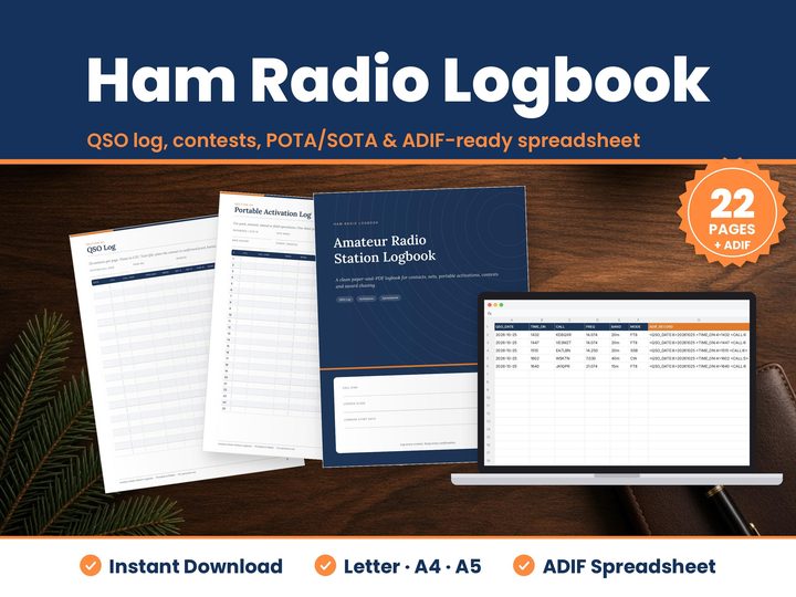 Ham Radio Logbook Printable — preview